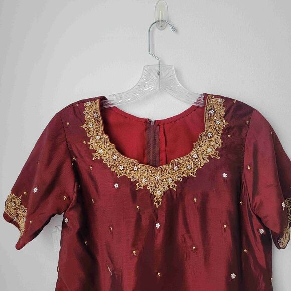 Womens Maxi Skirt And Top Set Short Sleeves Traditional Style Size Small & XL - Picture 4 of 14